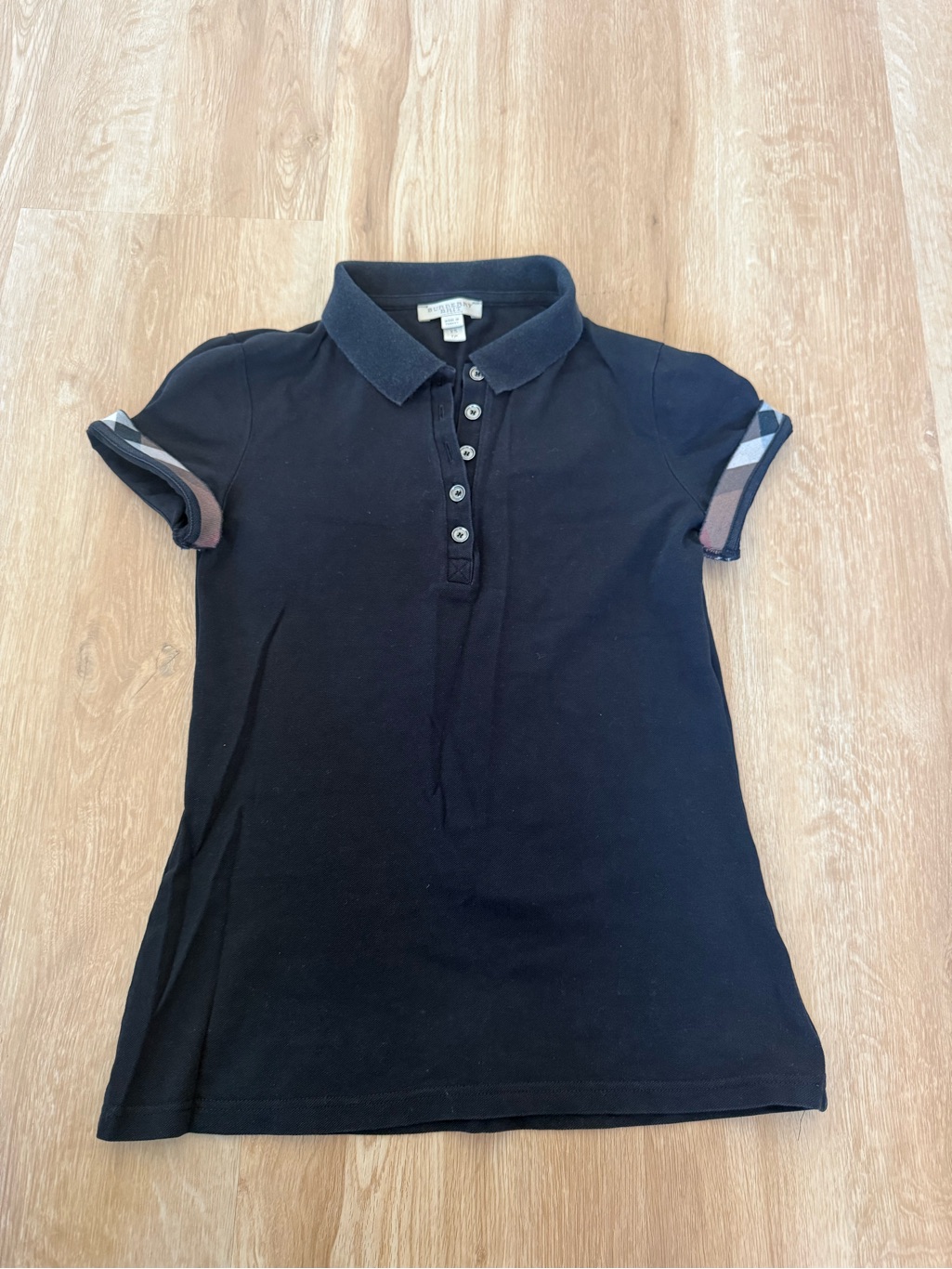 Burberry Brit Black Short-Sleeve Polo With Button Placket